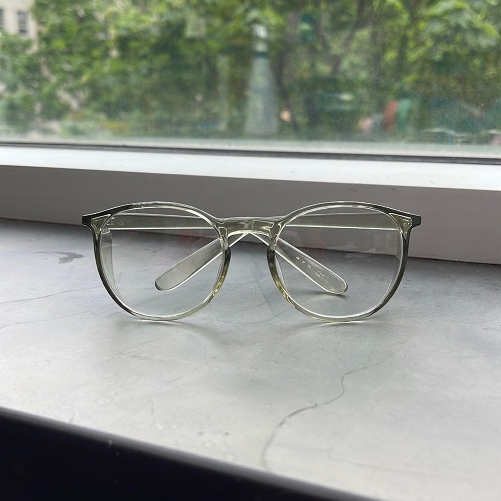Mint green round Stoggles safety and blue light glasses